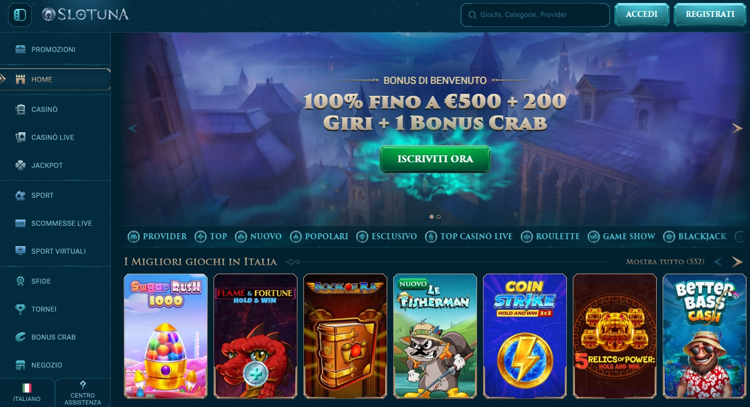 Slotuna e la sua ricca varietà di macchinette